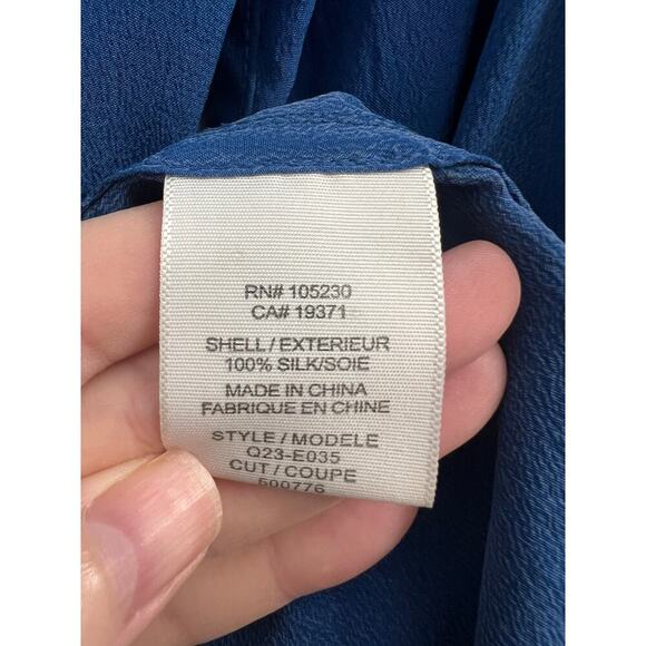 Equipment Silk Button Up Long Sleeve Shirt, Blue size M - Picture 5 of 5